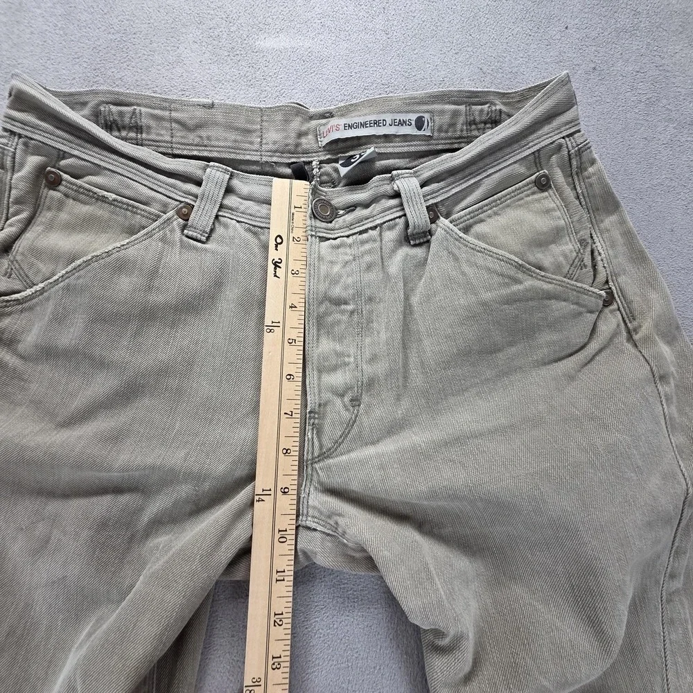 Vintage Levis Engineered Jeans Mens Gray Cinch Back Twisted Flap Fits 33x30